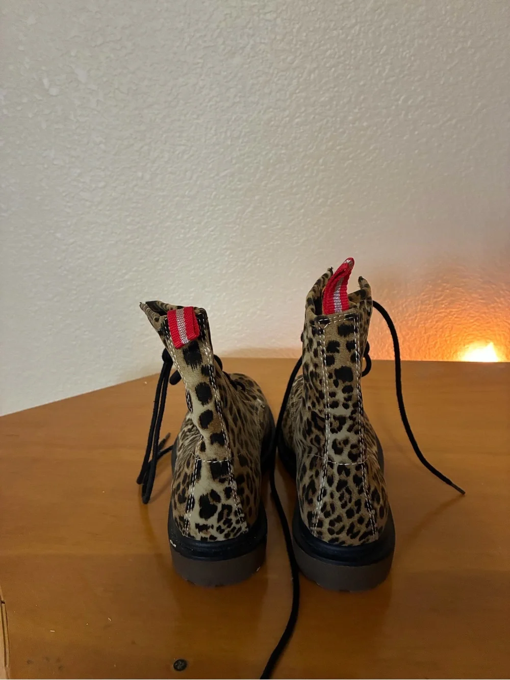 St. John's Bay Leopard Print Lace-Up Boots - Tan/Black